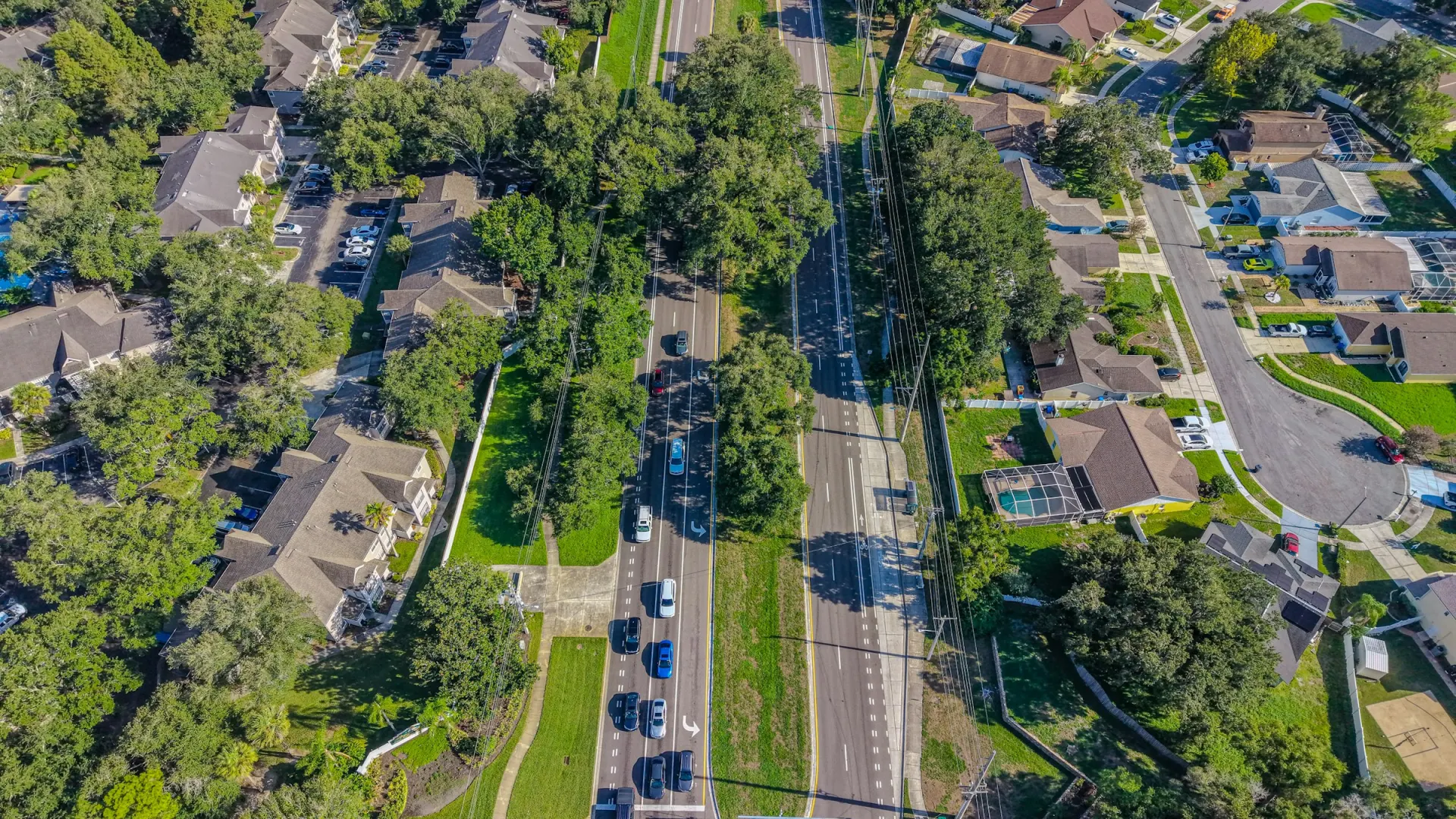 Residential community viewed from above